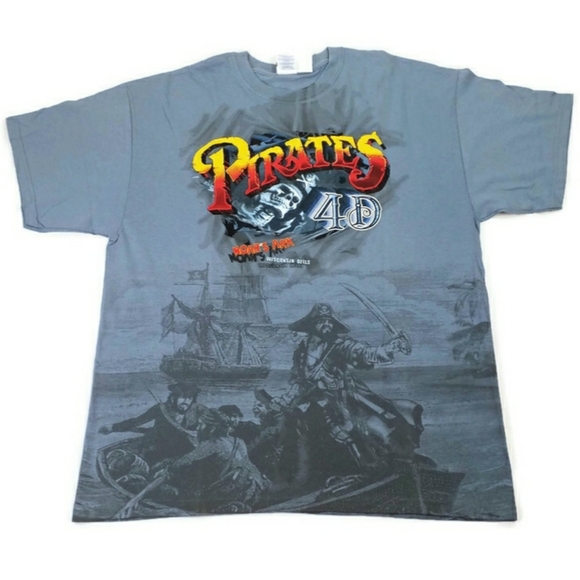 Gildan Noah's Ark Pirates 4D Blue Short Sleeve Crew Neck Graphic T Shirt Mens - Picture 10 of 12